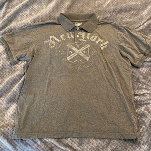GC stylish Affliction style grey New York polo style men’s SzL
